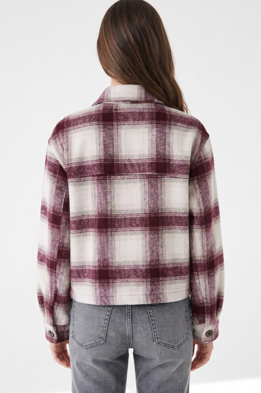 Sutton Plaid Cropped Button-Front Jacket
