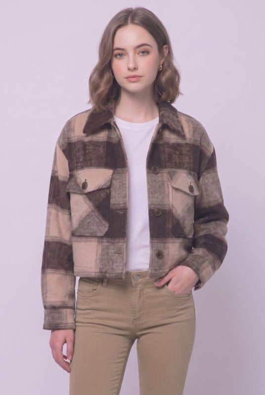Sutton Plaid Cropped Button-Front Jacket