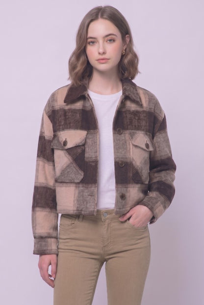 Sutton Plaid Cropped Button-Front Jacket