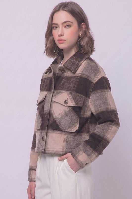 Sutton Plaid Cropped Button-Front Jacket