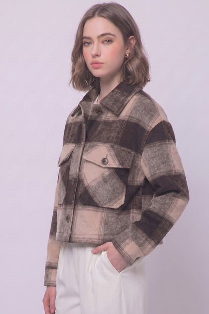 Sutton Plaid Cropped Button-Front Jacket