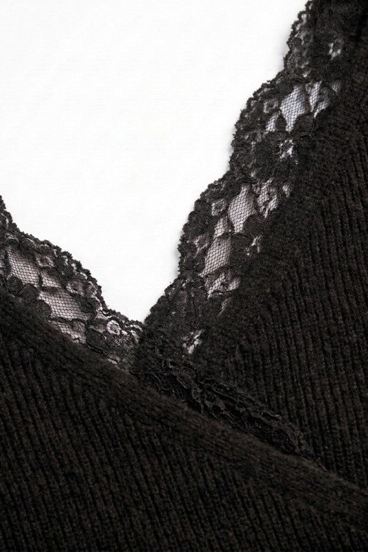 Romantic Touch Lace Trim Wrap Sweater