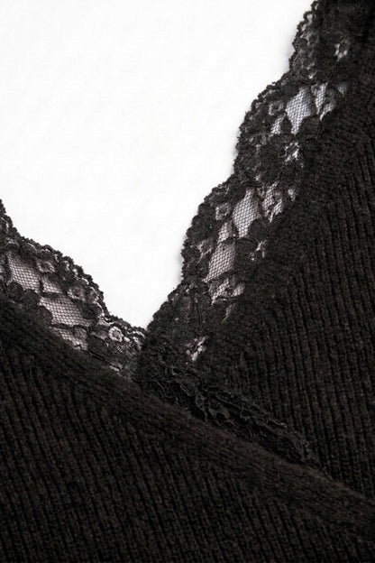 Romantic Touch Lace Trim Wrap Sweater