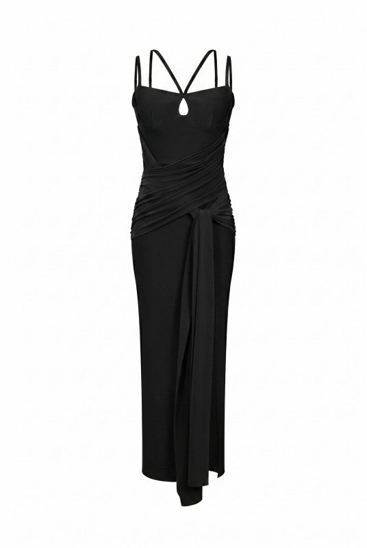 Single and Strappy Wrap Bandage Maxi Dress