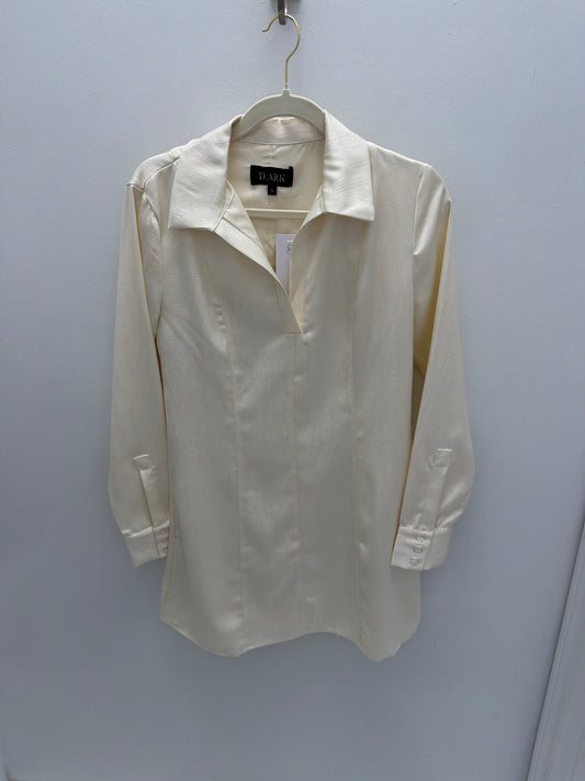 The Camille Ivory Shirt Mini Dress
