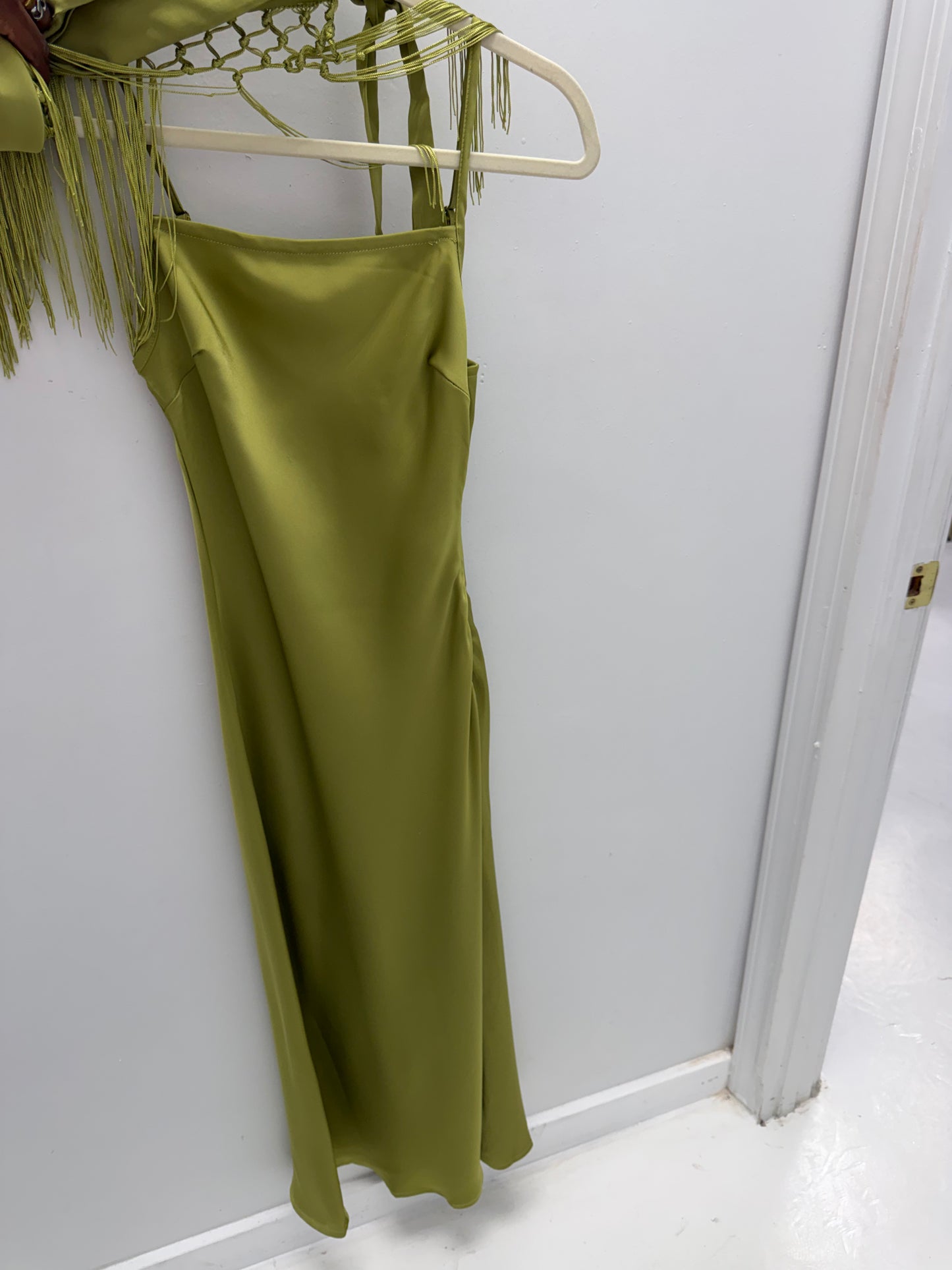 Allure Fringe Scarf Tie-Waist Maxi Dress