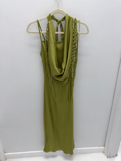Allure Fringe Scarf Tie-Waist Maxi Dress