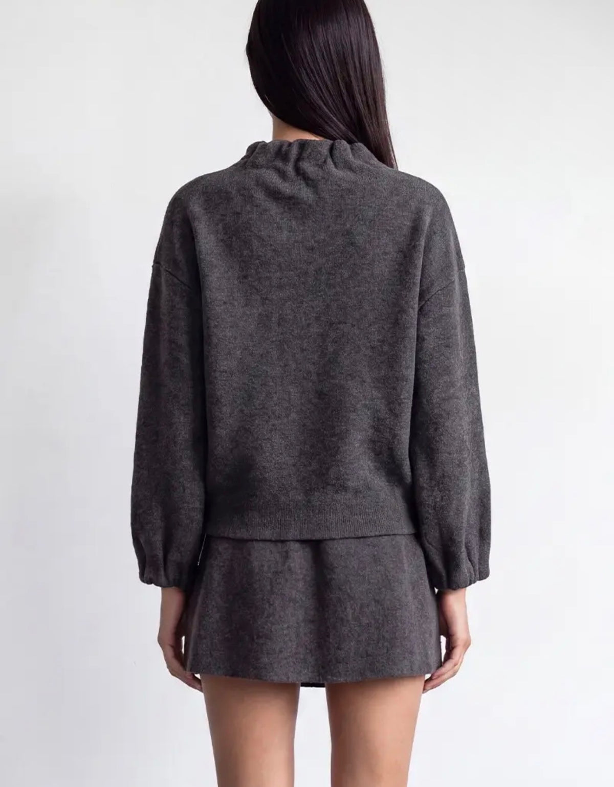 The Sutton Gathered Neck Knit Jacket