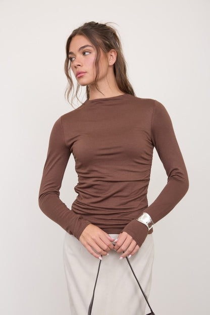 Blair Ruched Side Long Sleeve Top