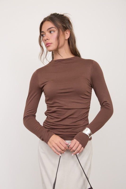 Blair Ruched Side Long Sleeve Top