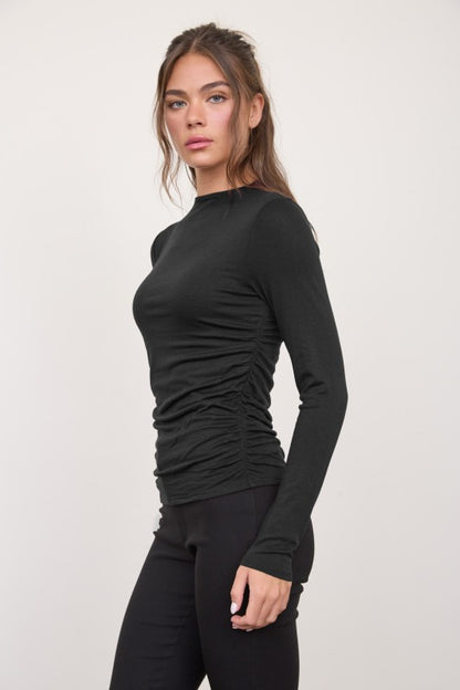 Blair Ruched Side Long Sleeve Top