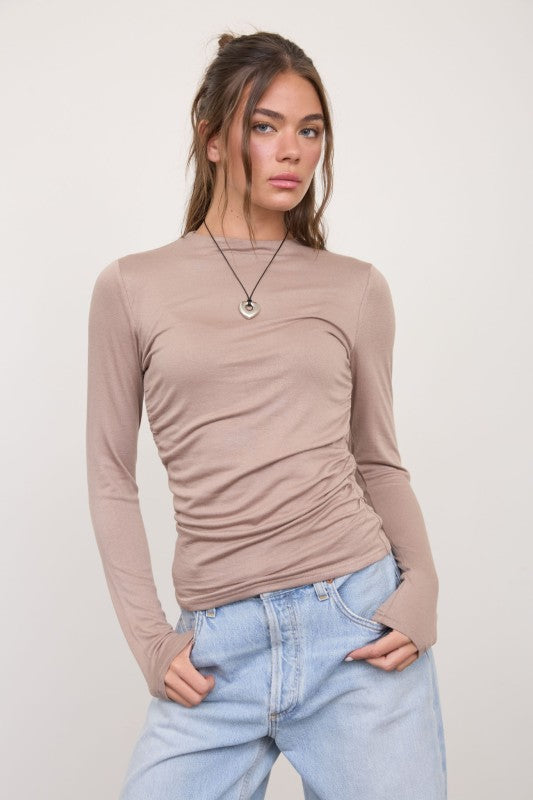 Blair Ruched Side Long Sleeve Top