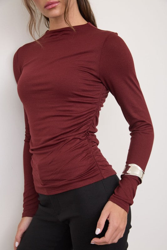 Blair Ruched Side Long Sleeve Top