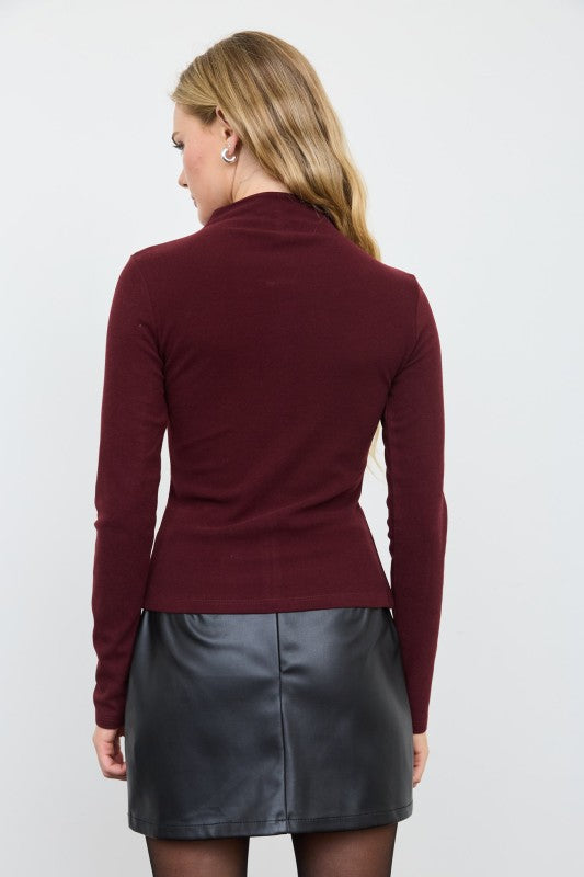 The Harper Gold Button Mock Neck Top
