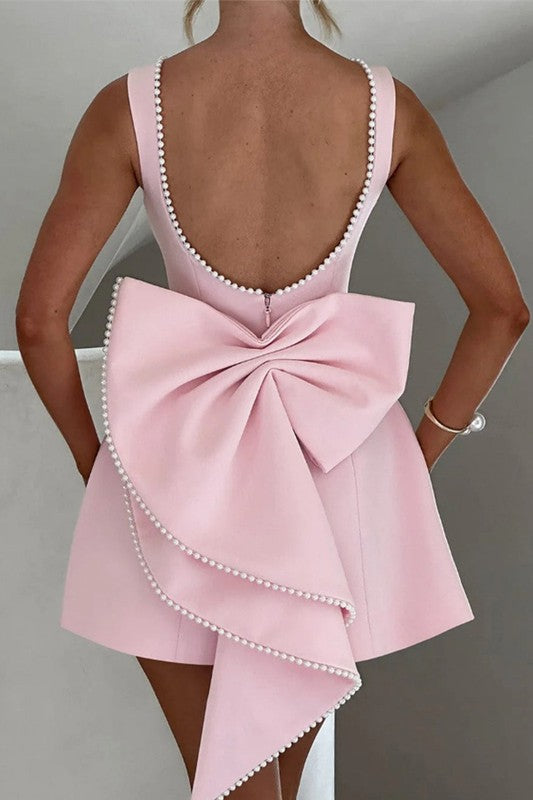 Rosalie Pearl Bow Mini Dress