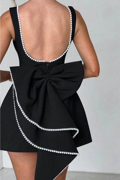 Rosalie Pearl Bow Mini Dress