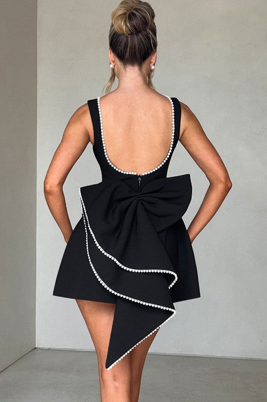 Rosalie Pearl Bow Mini Dress