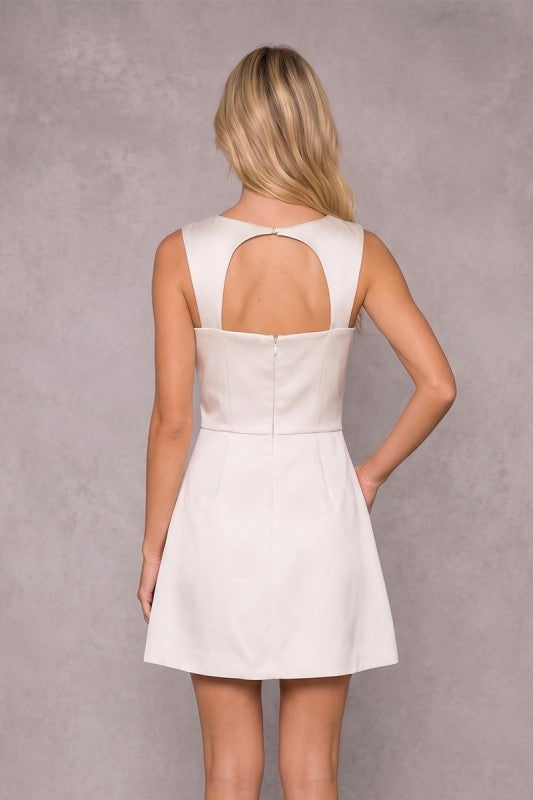 Everly Satin Open-Back Mini Dress