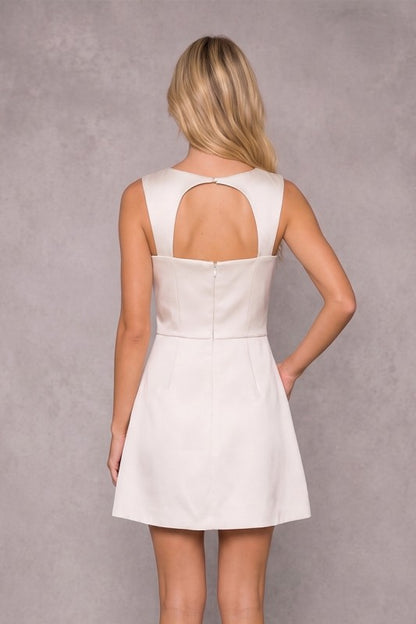 Everly Satin Open-Back Mini Dress