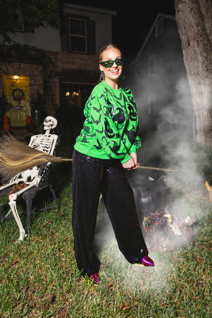 Queen of Sparkles Green & Black Halloween Icon Sweatshirt