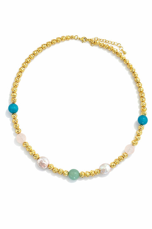 Beam Multi Stone Necklace - Gold