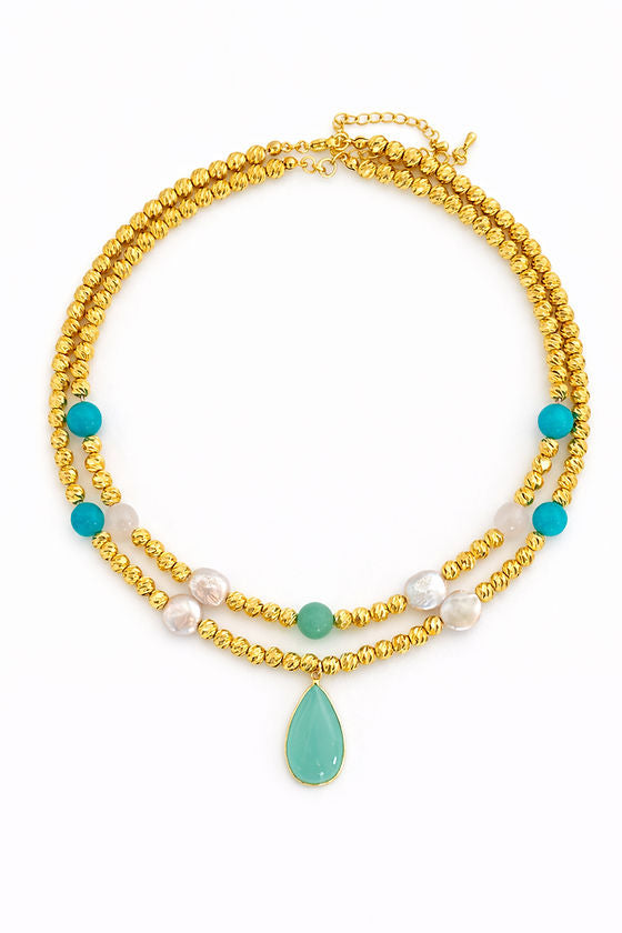 Easton Elle Beam Multi Stone Necklace - Gold