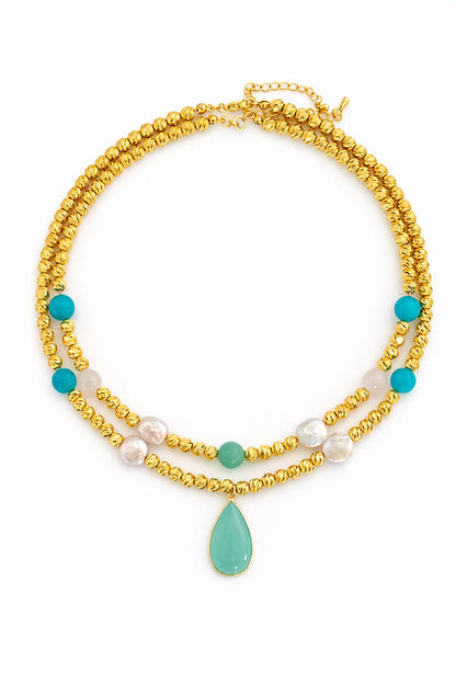 Easton Elle Beam Multi Stone Necklace - Gold