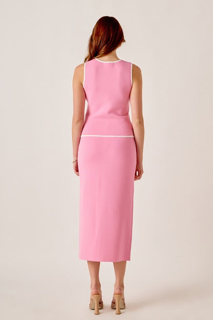 Monaco Button Midi Skirt