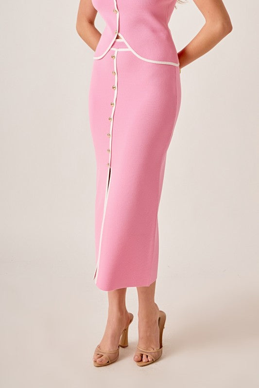 Monaco Button Midi Skirt