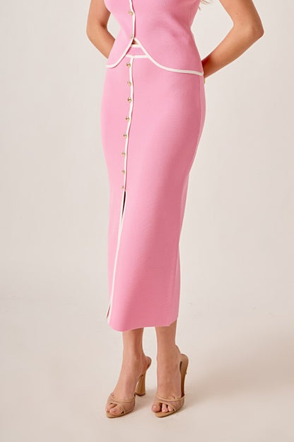 Monaco Button Midi Skirt
