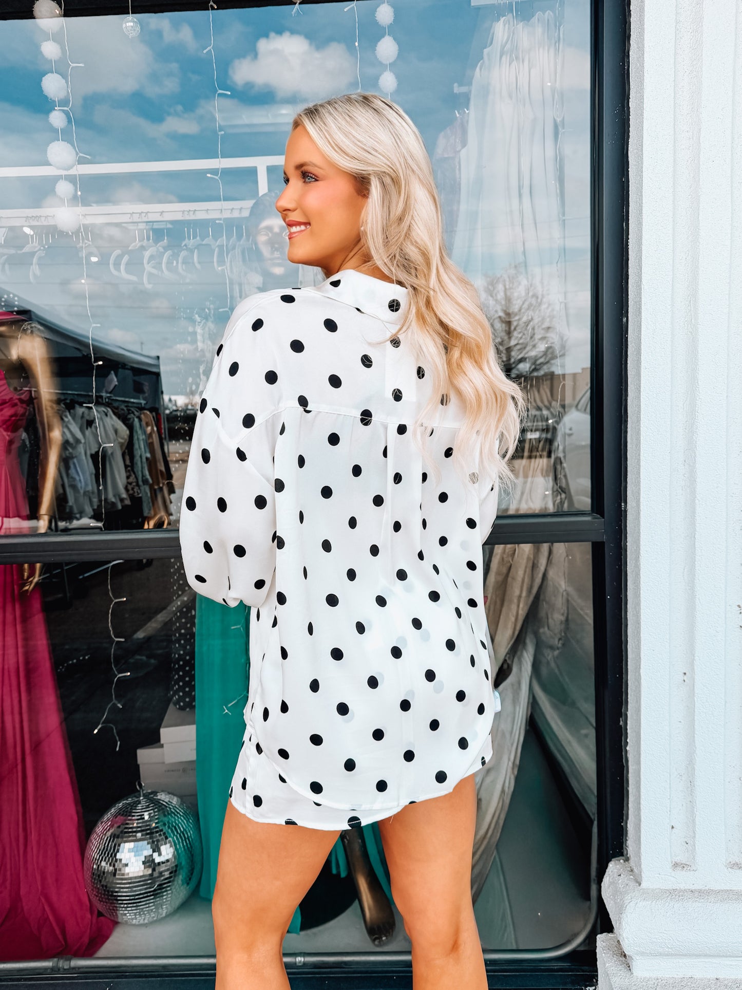 Pretty Little Polka Button Up Top