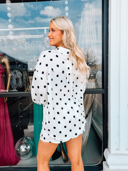 Pretty Little Polka Button Up Top