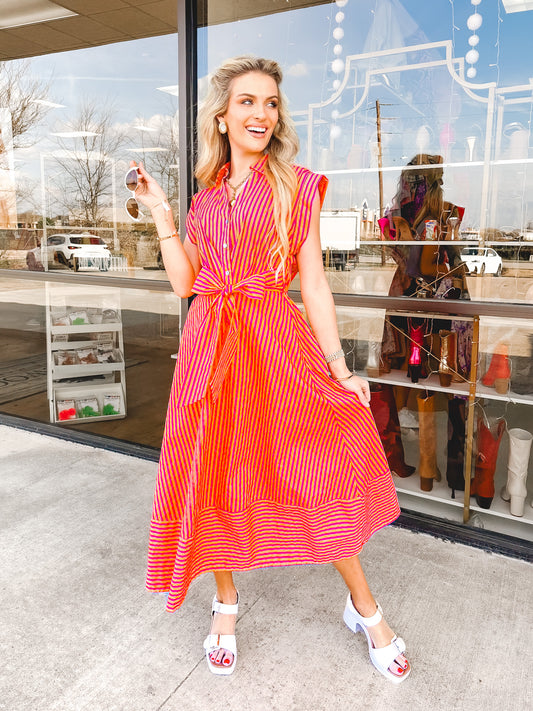 St. Tropez Stripe Midi Dress