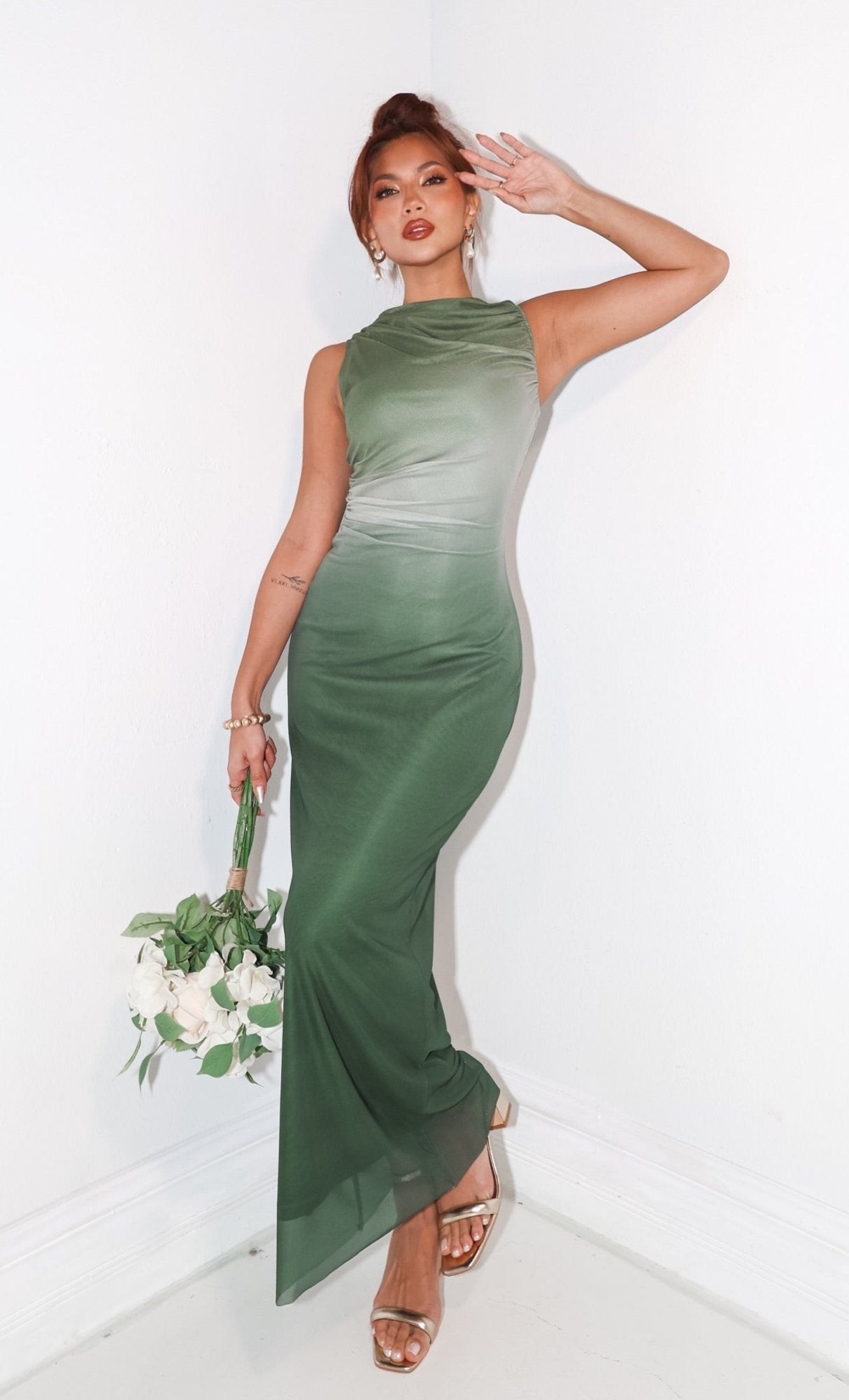 Woodland Grace Ombre Maxi Dress Green / Medium (6/8) Woodland Grace Ombre Maxi Dress Green / Medium (6/8)