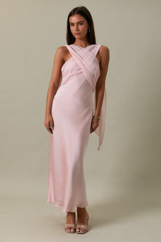 Blush Allure Scarf Midi Dress