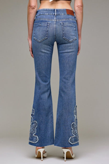 Hidden Charm Appliqué Flare Jeans