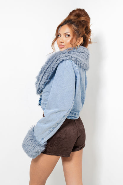 Detachable Snowbound Chic Denim & Faux Fur Jacket