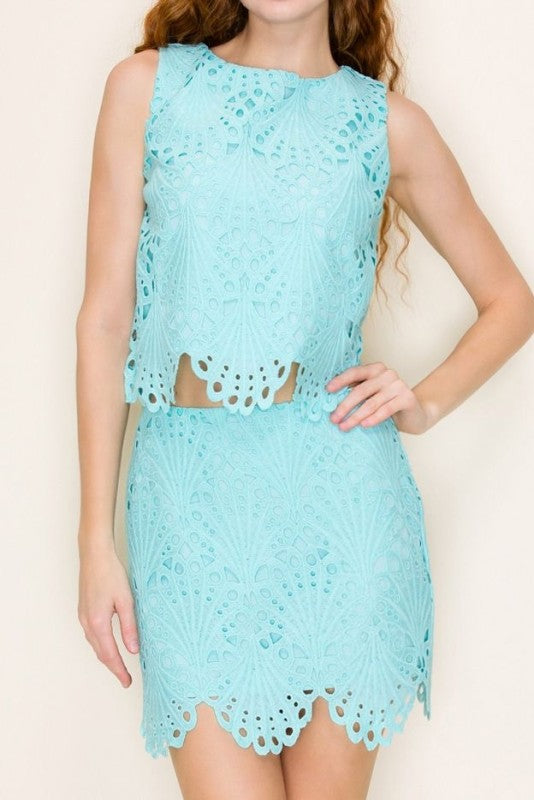 Coastal Charm Lace Mini Skirt
