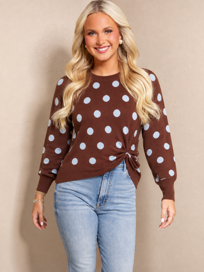Polka Twist Sweater Top