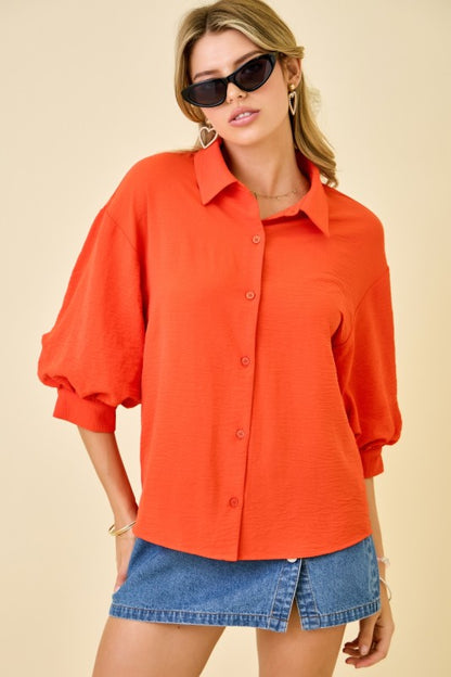 Cloud Cuffed Bubble Sleeve Top