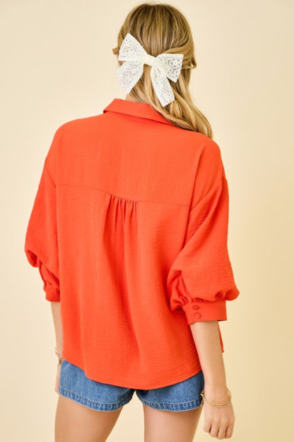 Cloud Cuffed Bubble Sleeve Top