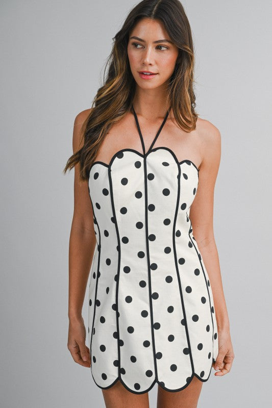 Polka Dot Scallop Mini Dress