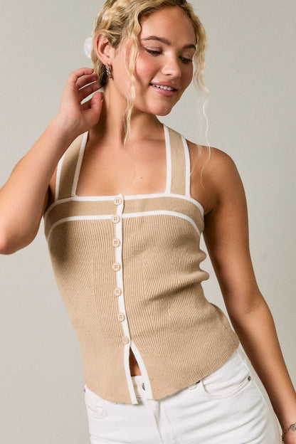 Cross Back Ribbed Sweater Tank
