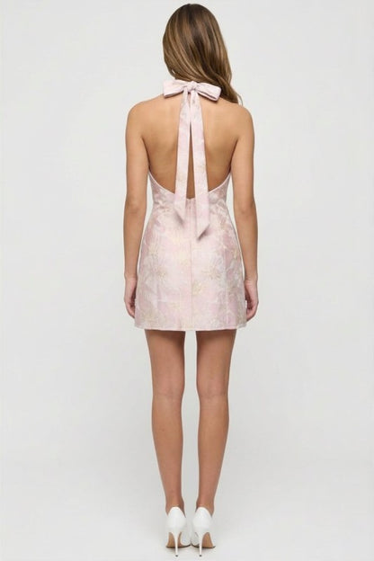 Golden Hour Jacquard Halter Dress