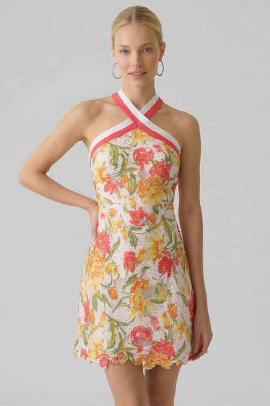 Sunlit Garden Halter Mini Dress