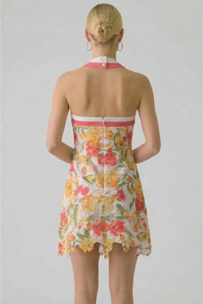 Sunlit Garden Halter Mini Dress