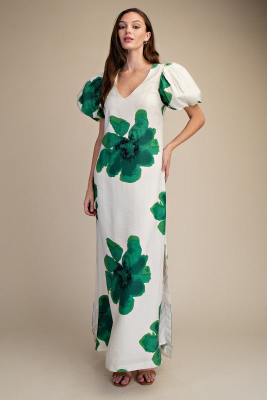 Emerald Bloom Maxi Dress