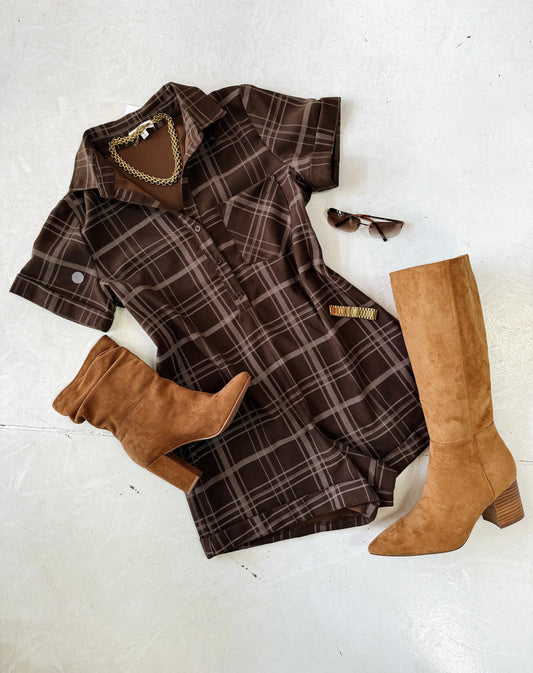Plaid & Cozy Button Down Romper