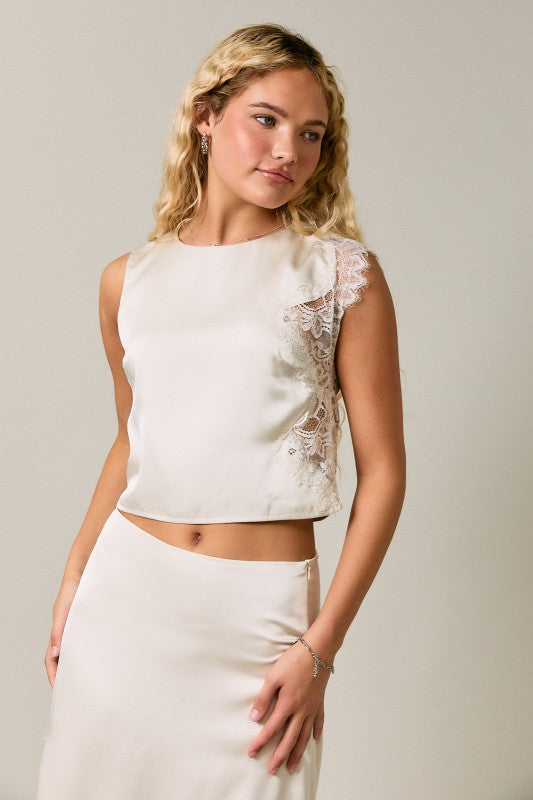 Romance Lace Trim Crop Top
