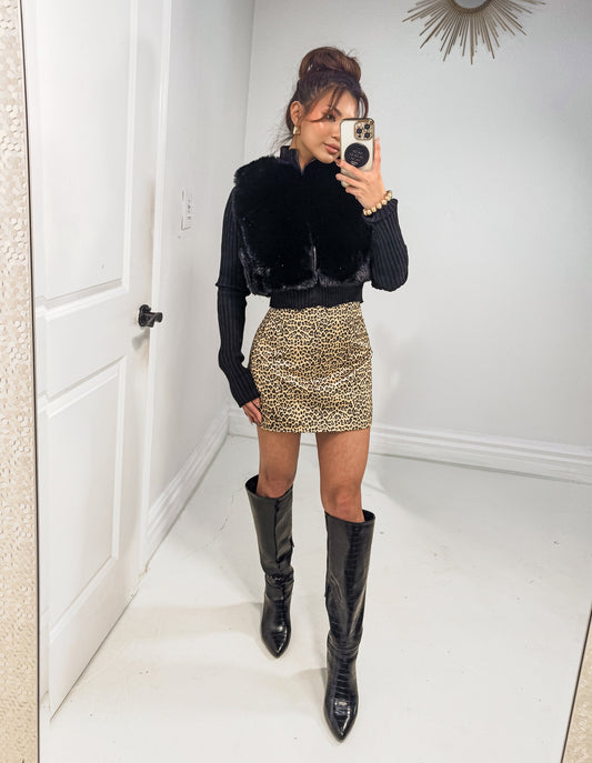 Artic Kisses Zip Up Fur Sweater Top